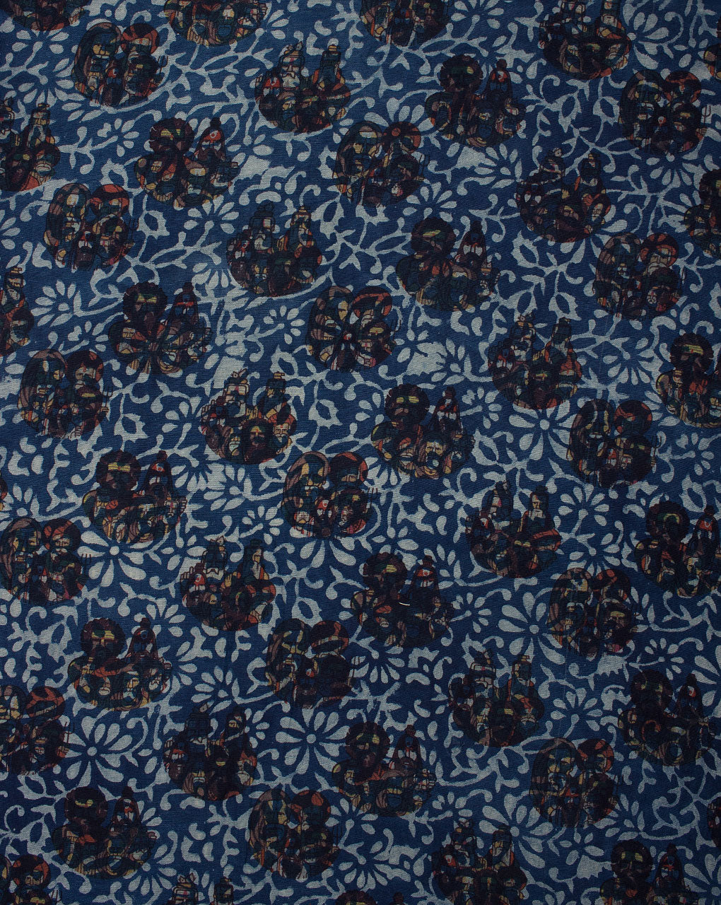 Indigo Hand Block Flex Rayon Fabric